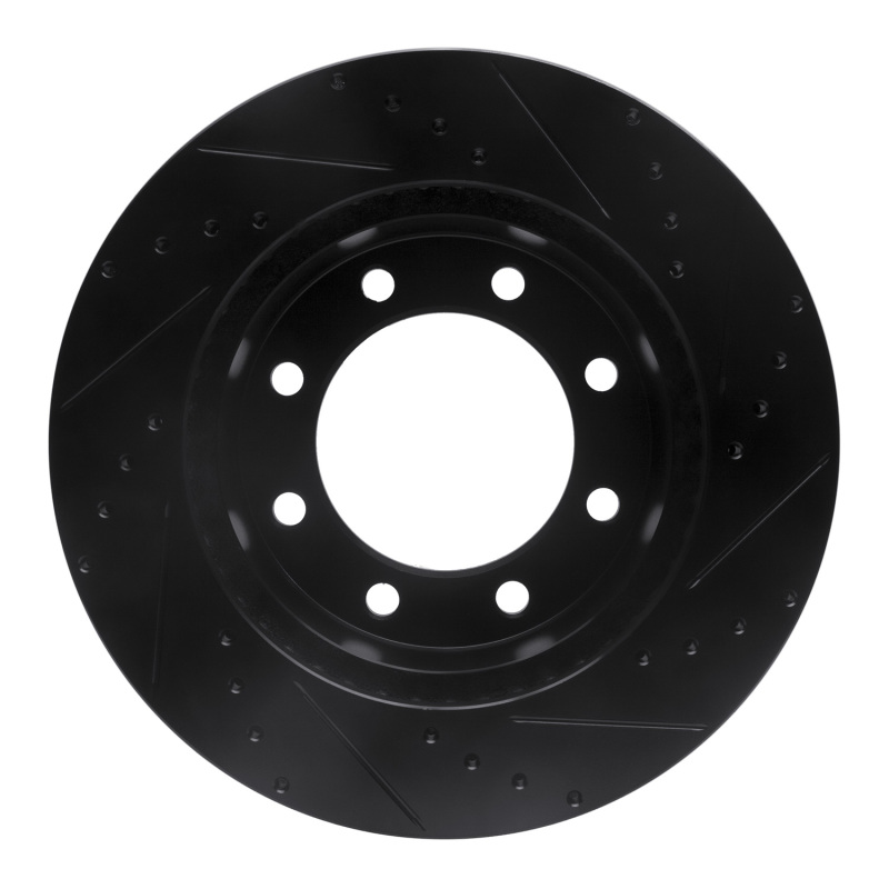 Ford F-250 Brake Rotor (1) - Front Left - R1 Concepts - Drilled & Slotted - Black - `05-`12